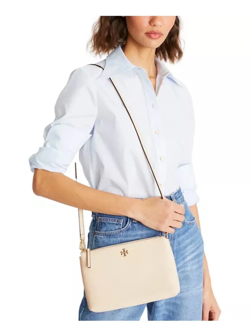 Tory Burch Small Kira Pebbled Leather Top Crossbody